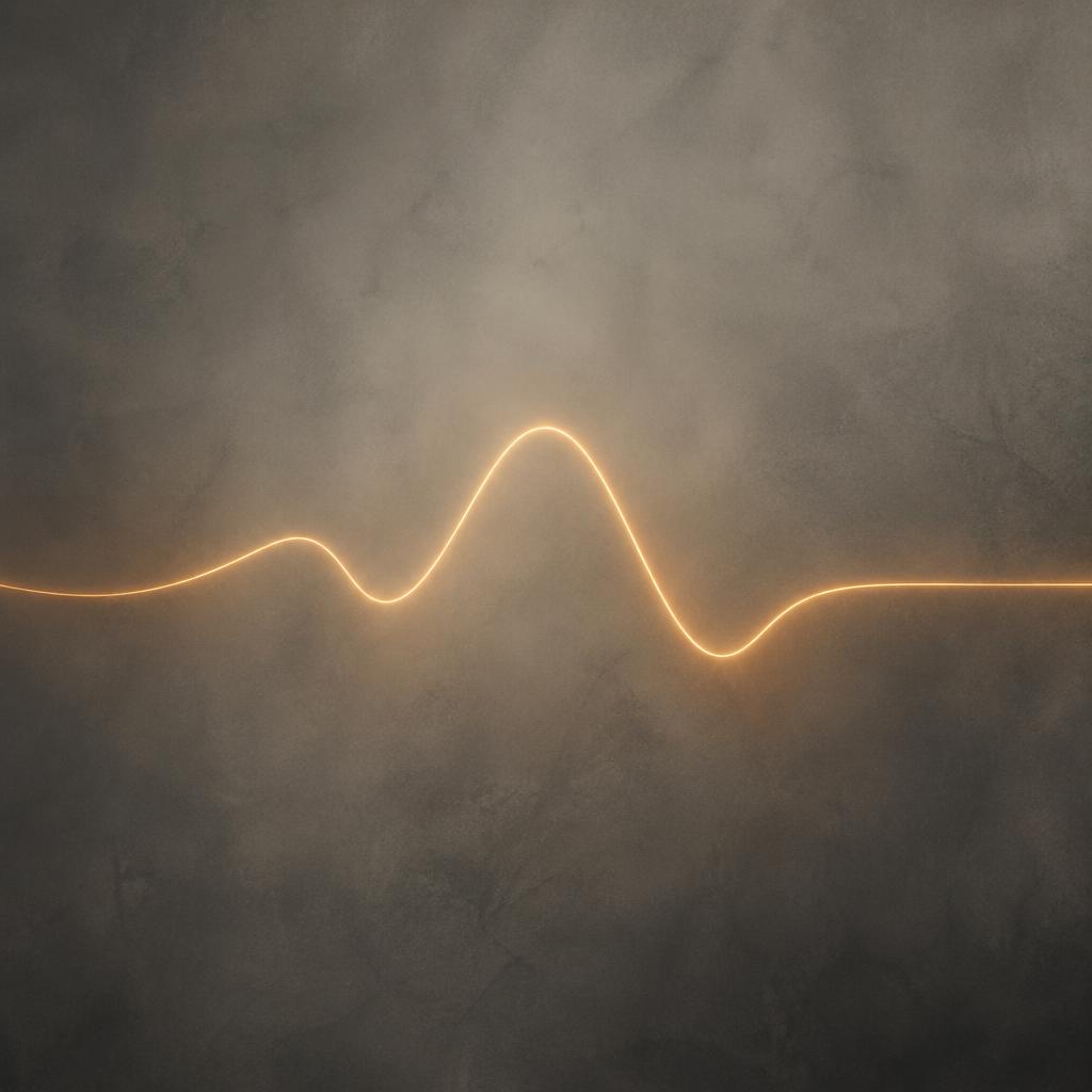 A warm line of creative energy glowing against a dark textured background
